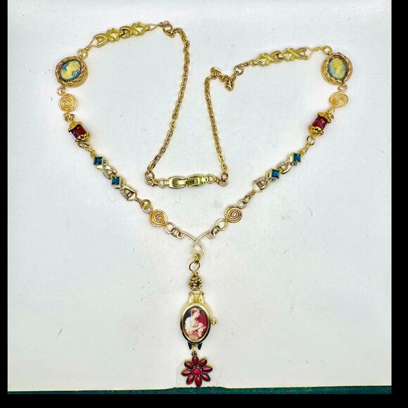 Repurposed VNTG Watch Opera Necklace Scene from the  of Beggars Opera by Hogarth - Picture 10 of 17